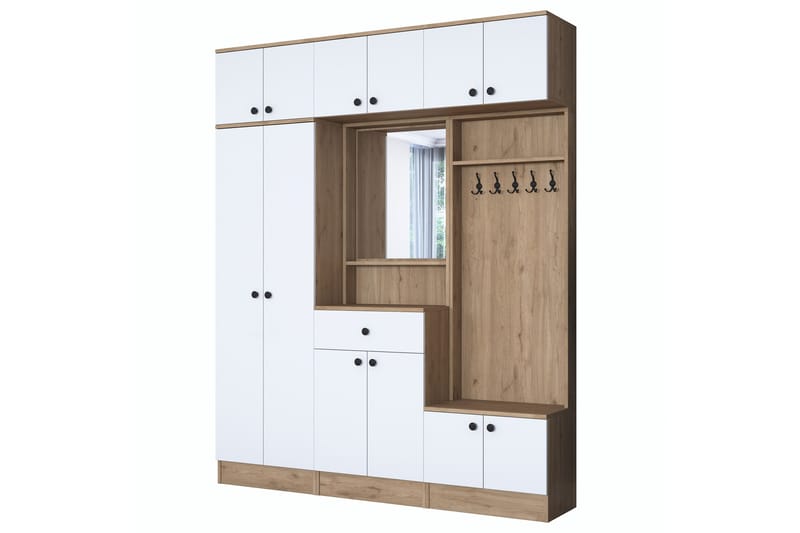 Itsuo Entrémøbelsett Hvit/Brun - Hanah Home - Møbler - Entrémøbler - Møbelsæt til hall og entre