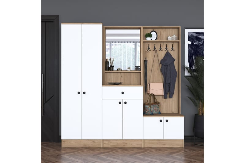 Hooda Entrésæt Brun/Hvid - Hanah Home - Møbler - Entrémøbler - Møbelsæt til hall og entre
