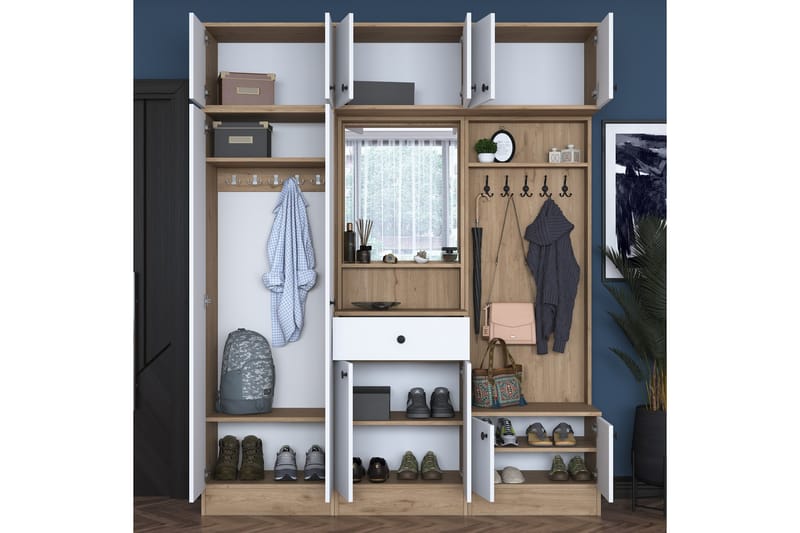 Itsuo Entrémøbelsett Hvit/Brun - Hanah Home - Møbler - Entrémøbler - Møbelsæt til hall og entre