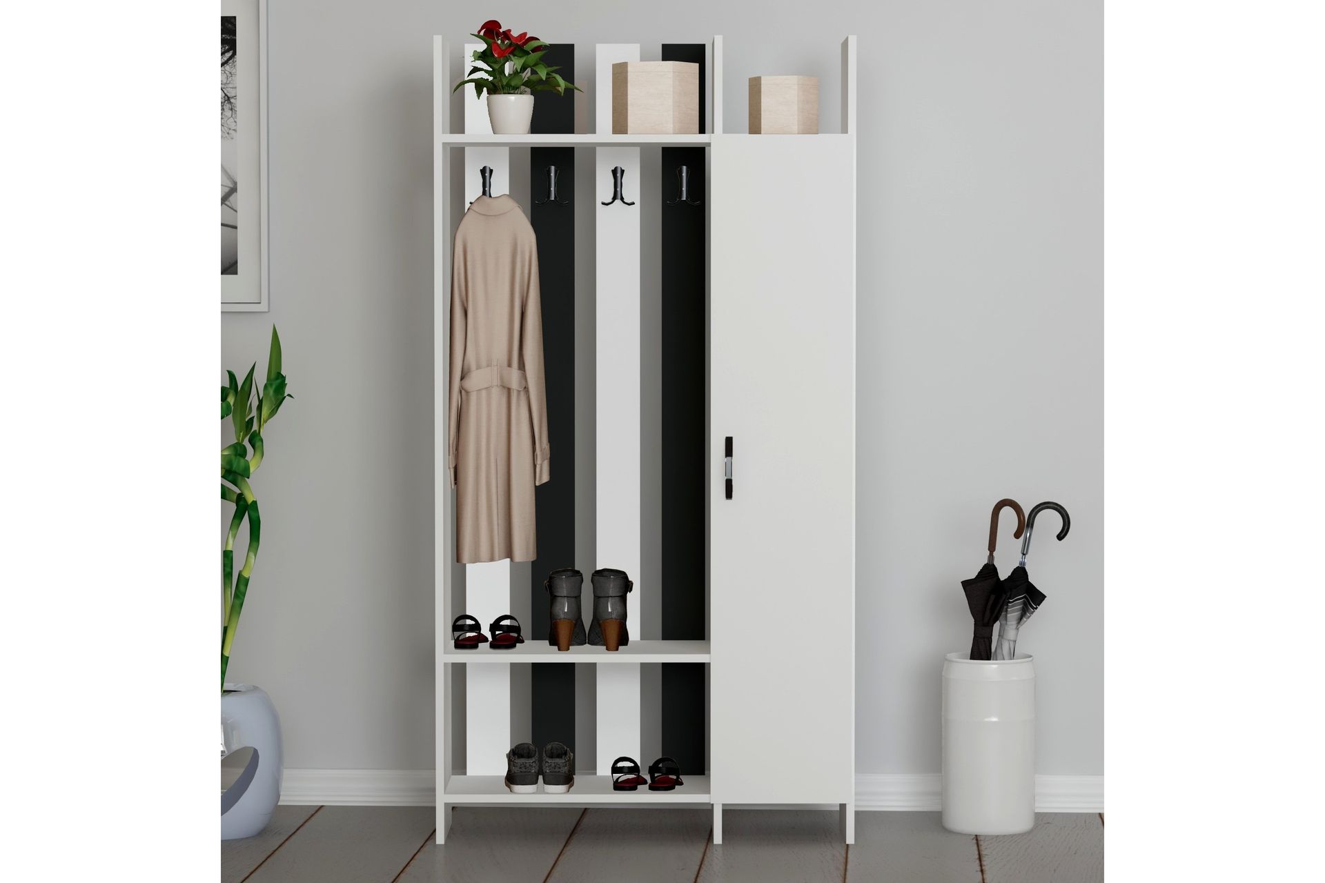 Pro Entrésæt Hvid/Antracit - Hanah Home - Møbler - Entrémøbler - Møbelsæt til hall og entre