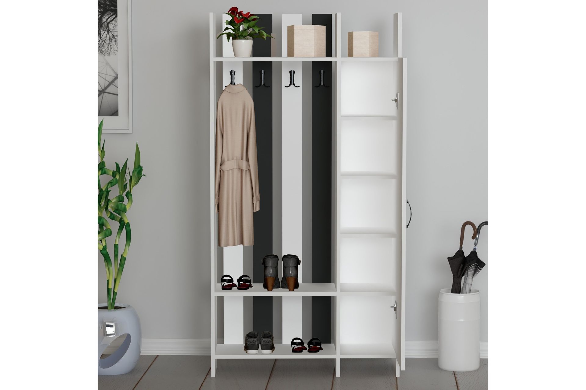 Pro Entrésæt Hvid/Antracit - Hanah Home - Møbler - Entrémøbler - Møbelsæt til hall og entre