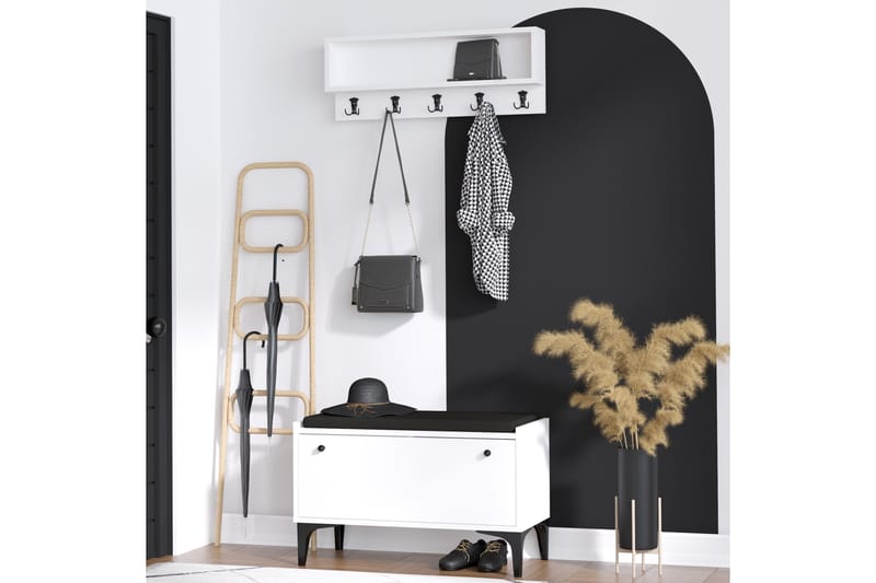 Scoty Entrémøbelsett Hvit/Sort - Hanah Home - Møbler - Entrémøbler - Møbelsæt til hall og entre