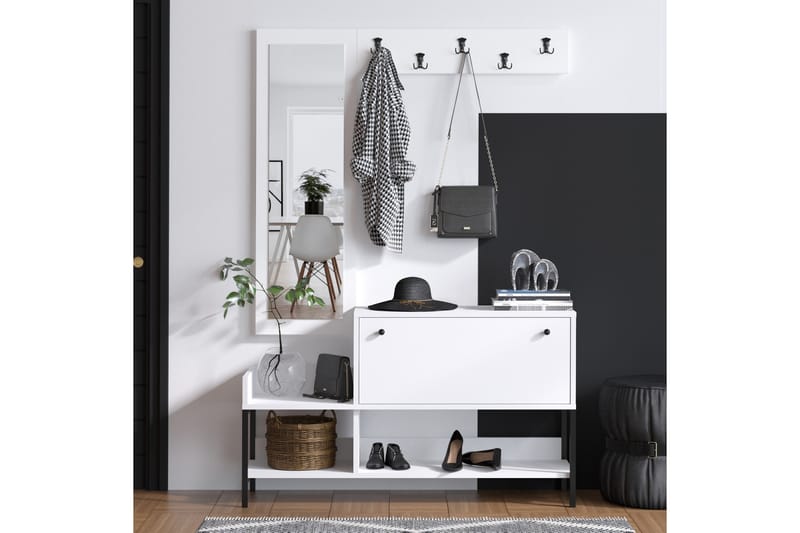 Lopp Entrésæt Hvid/Sort - Hanah Home - Møbler - Entrémøbler - Møbelsæt til hall og entre