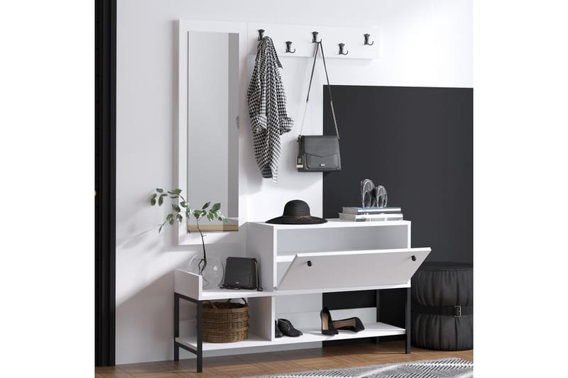Lopp Entrésæt Hvid/Sort - Hanah Home - Møbler - Entrémøbler - Møbelsæt til hall og entre