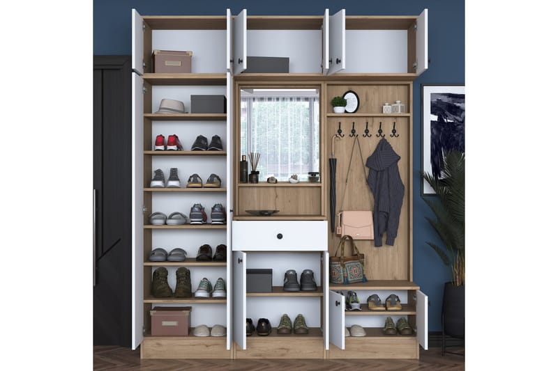 Honny Entrésæt Brun/Hvid - Hanah Home - Møbler - Entrémøbler - Møbelsæt til hall og entre