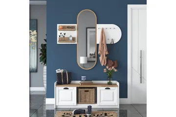 Ronnric Entrésæt Hvid/Brun - Hanah Home - Møbler - Entrémøbler - Møbelsæt til hall og entre
