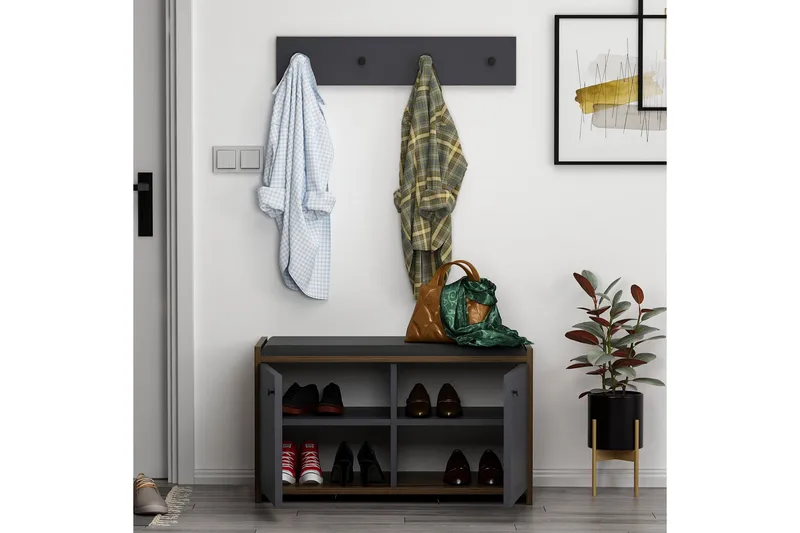 Ostwerwal Entrésæt Antracit - Hanah Home - Møbler - Entrémøbler - Møbelsæt til hall og entre