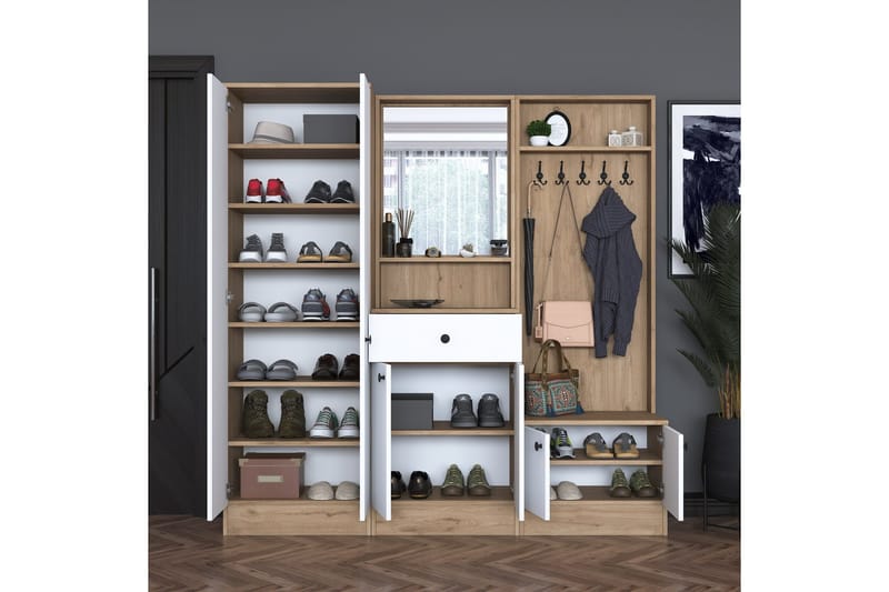 Hooda Entrésæt Brun/Hvid - Hanah Home - Møbler - Entrémøbler - Møbelsæt til hall og entre