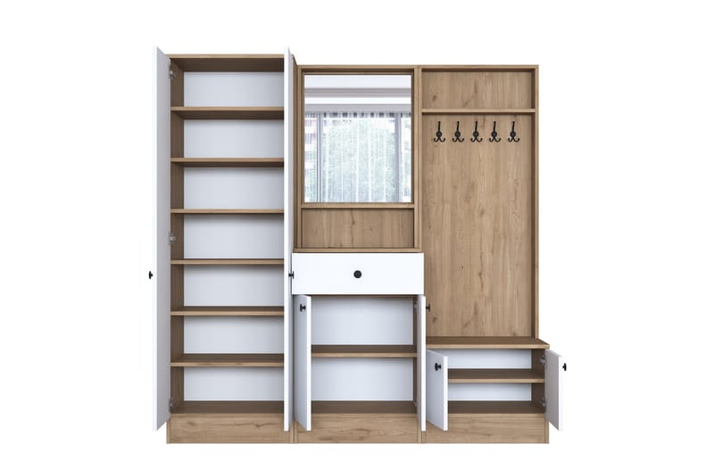 Hooda Entrésæt Brun/Hvid - Hanah Home - Møbler - Entrémøbler - Møbelsæt til hall og entre