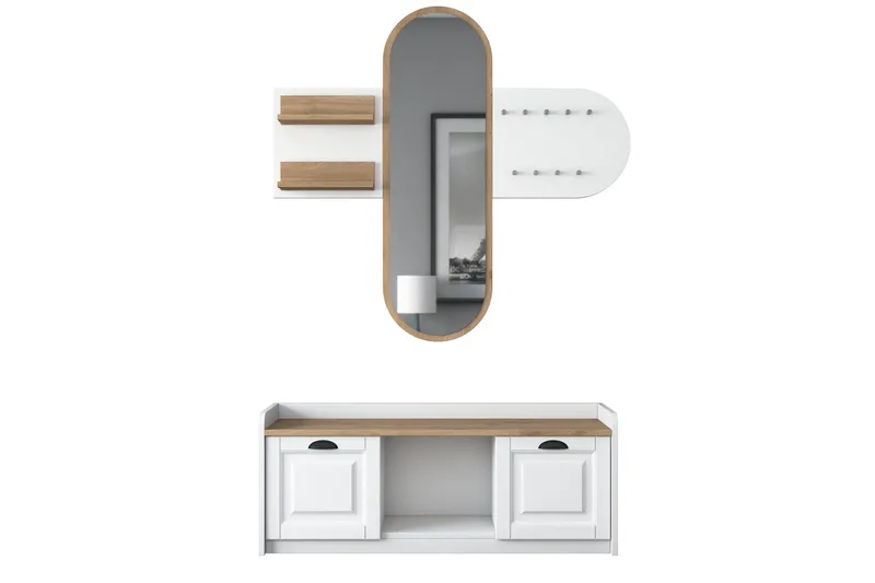 Ronnric Entrésæt Hvid/Brun, Hanah Home