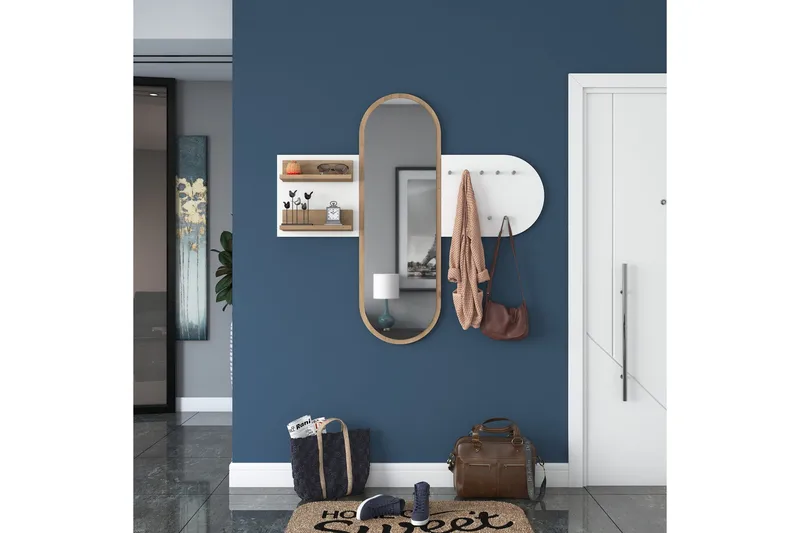 Courlac Entrémøbelsett Hvit/Brun - Hanah Home - Møbler - Entrémøbler - Møbelsæt til hall og entre