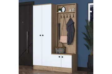 Hooda Entrésæt Hvid/Brun - Hanah Home - Møbler - Entrémøbler - Møbelsæt til hall og entre