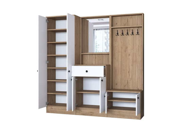 Hooda Entrésæt Brun/Hvid - Hanah Home - Møbler - Entrémøbler - Møbelsæt til hall og entre