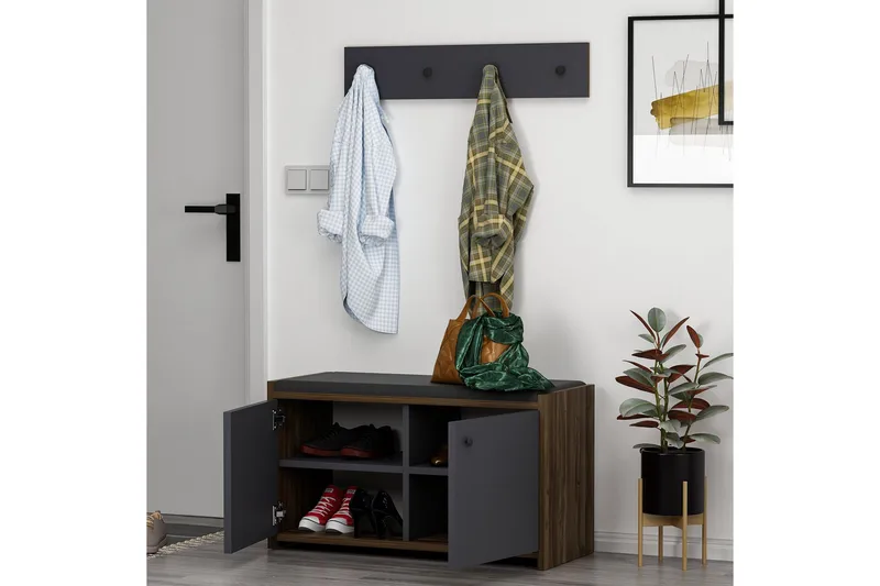 Ostwerwal Entrésæt Antracit - Hanah Home - Møbler - Entrémøbler - Møbelsæt til hall og entre