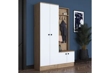 Hooda Entrésæt Hvid/Brun - Hanah Home - Møbler - Entrémøbler - Møbelsæt til hall og entre