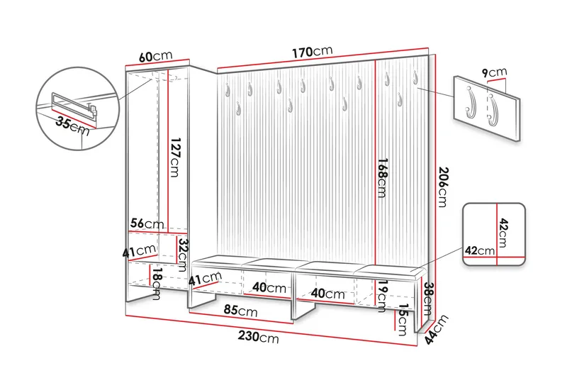 Agam Entremøbelsæt - Møbler - Entrémøbler - Møbelsæt til hall og entre
