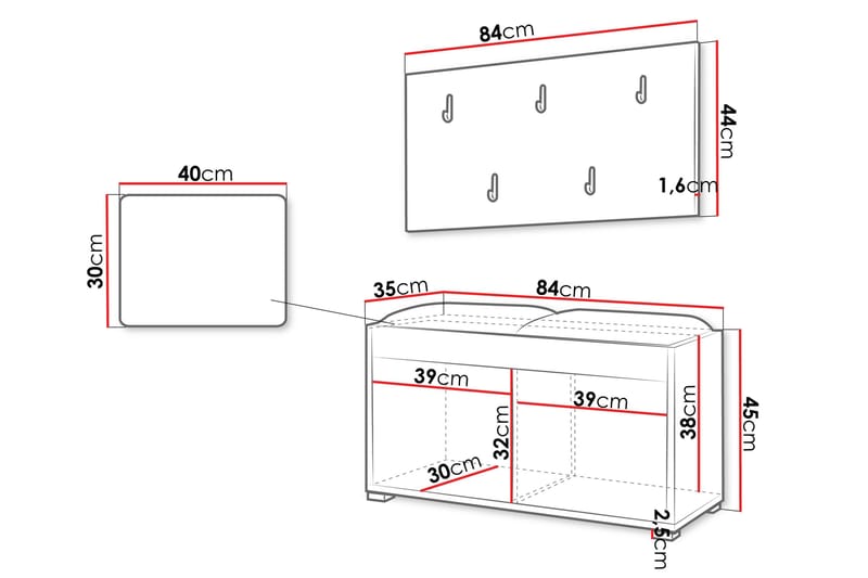 Agawal Entremøbelsæt - Møbler - Entrémøbler - Møbelsæt til hall og entre