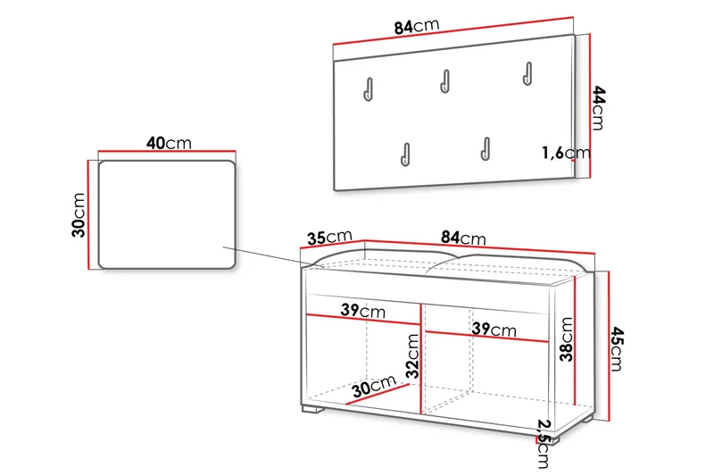 Agawal Entremøbelsæt - Møbler - Entrémøbler - Møbelsæt til hall og entre