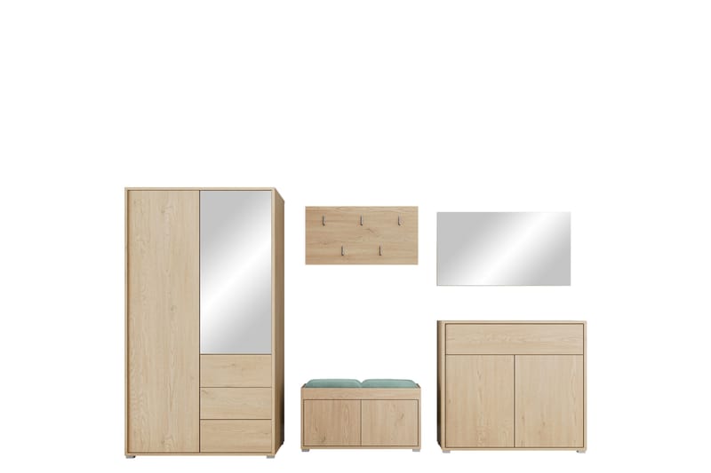 Agawal Hallmöbelset - Brun - Møbler - Entrémøbler - Møbelsæt til hall og entre