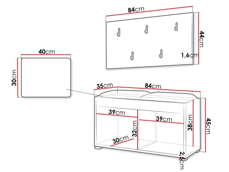 Agawal Hallmöbelset - Brun - Møbler - Entrémøbler - Møbelsæt til hall og entre