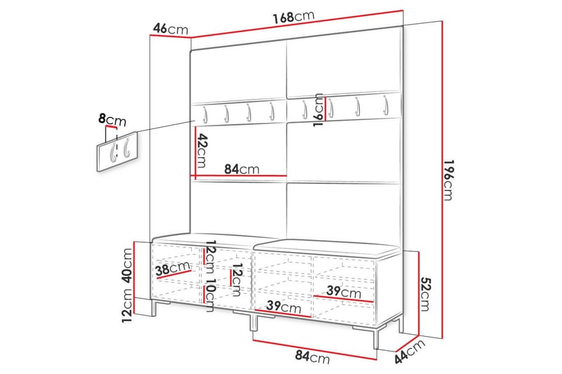 Ahsamin Entremøbelsæt - Møbler - Entrémøbler - Møbelsæt til hall og entre