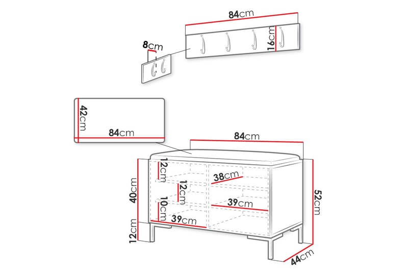 Ahsamin Entremøbelsæt - Møbler - Entrémøbler - Møbelsæt til hall og entre