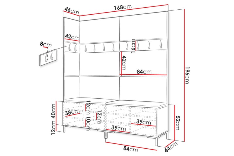 Ahsamin Entremøbelsæt - Møbler - Entrémøbler - Møbelsæt til hall og entre