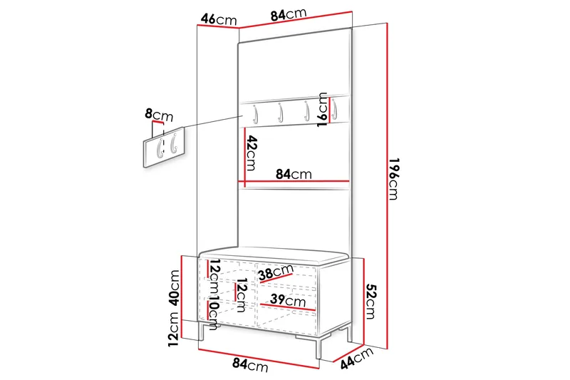 Ahsamin Hall Møbelsæt - Brun - Møbler - Entrémøbler - Møbelsæt til hall og entre