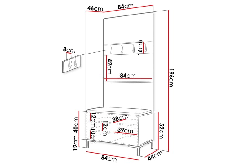 Ahsamin Hall Møbelsæt - Brun - Møbler - Entrémøbler - Møbelsæt til hall og entre
