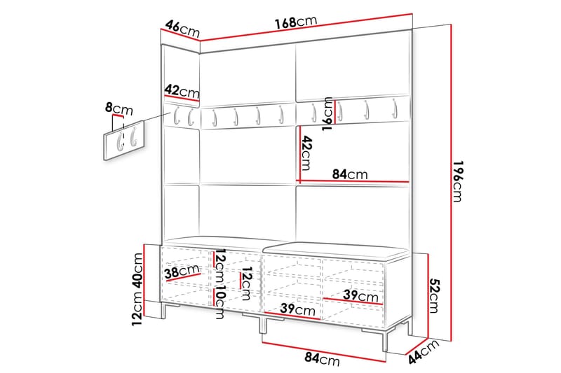 Ahsamin Hall Møbelsæt - Sort Og Hvid - Møbler - Entrémøbler - Møbelsæt til hall og entre