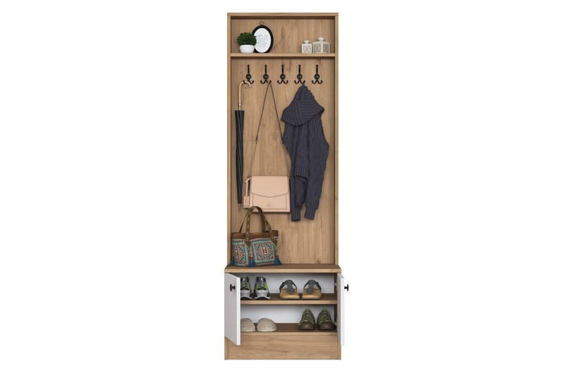 Alvric Entrémøbelsæt - Valnød/Hvid - Møbler - Entrémøbler - Møbelsæt til hall og entre
