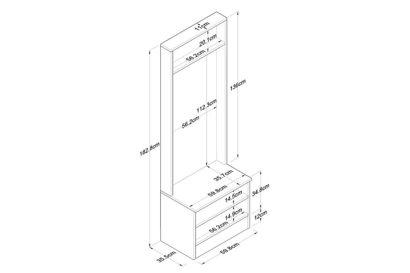 Alvric Entrémøbelsæt - Valnød/Hvid - Møbler - Entrémøbler - Møbelsæt til hall og entre