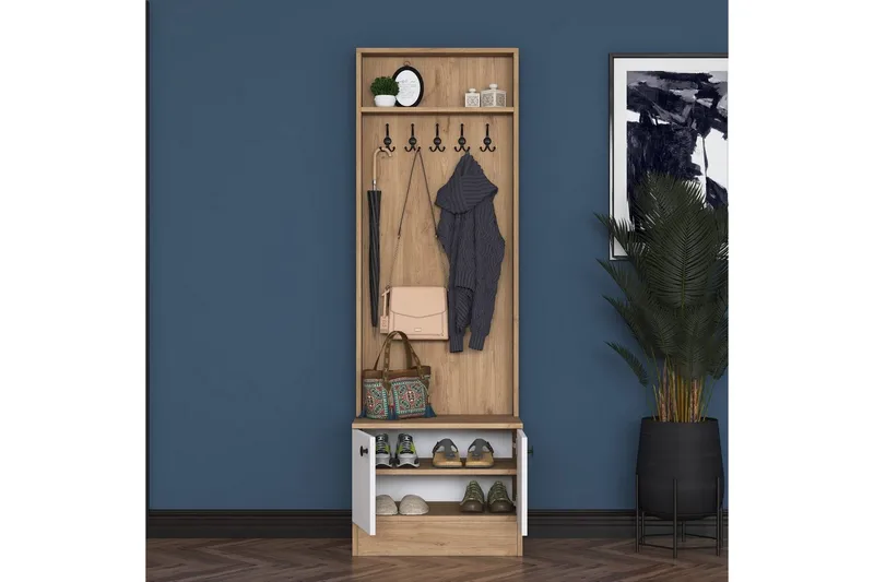 Alvric Entrémøbelsæt - Valnød/Hvid - Møbler - Entrémøbler - Møbelsæt til hall og entre