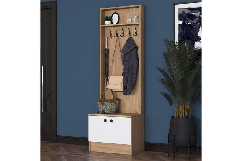 Alvric Entrémøbelsæt - Valnød/Hvid - Møbler - Entrémøbler - Møbelsæt til hall og entre