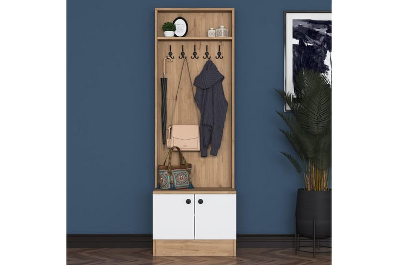 Alvric Entrémøbelsæt - Valnød/Hvid - Møbler - Entrémøbler - Møbelsæt til hall og entre