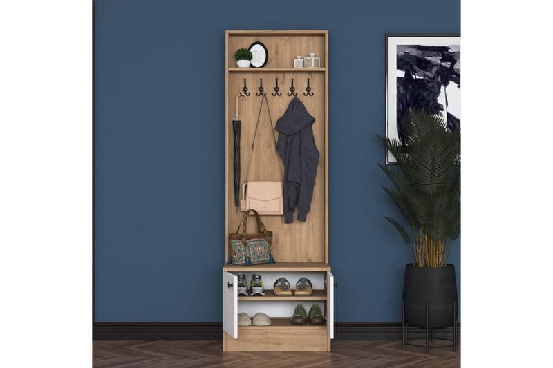 Alvric Entrémøbelsæt - Valnød/Hvid - Møbler - Entrémøbler - Møbelsæt til hall og entre