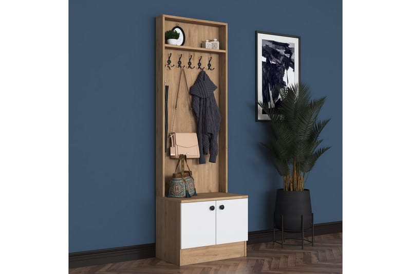 Alvric Entrémøbelsæt - Valnød/Hvid - Møbler - Entrémøbler - Møbelsæt til hall og entre