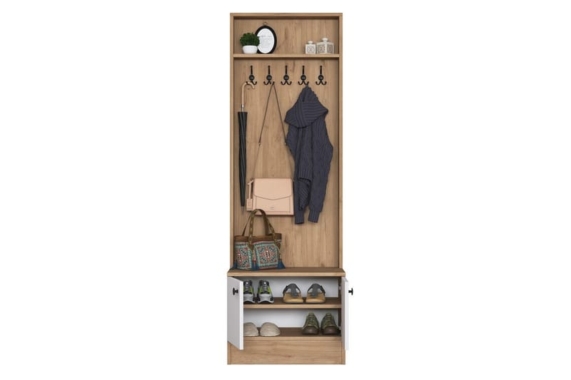 Alvric Entrémøbelsæt - Valnød/Hvid - Møbler - Entrémøbler - Møbelsæt til hall og entre