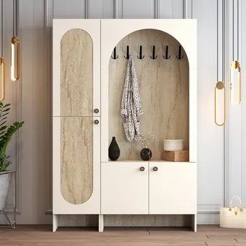 Ayleid entrémøbel 200 cm - Creme / Travertin - Møbler - Entrémøbler - Møbelsæt til hall og entre