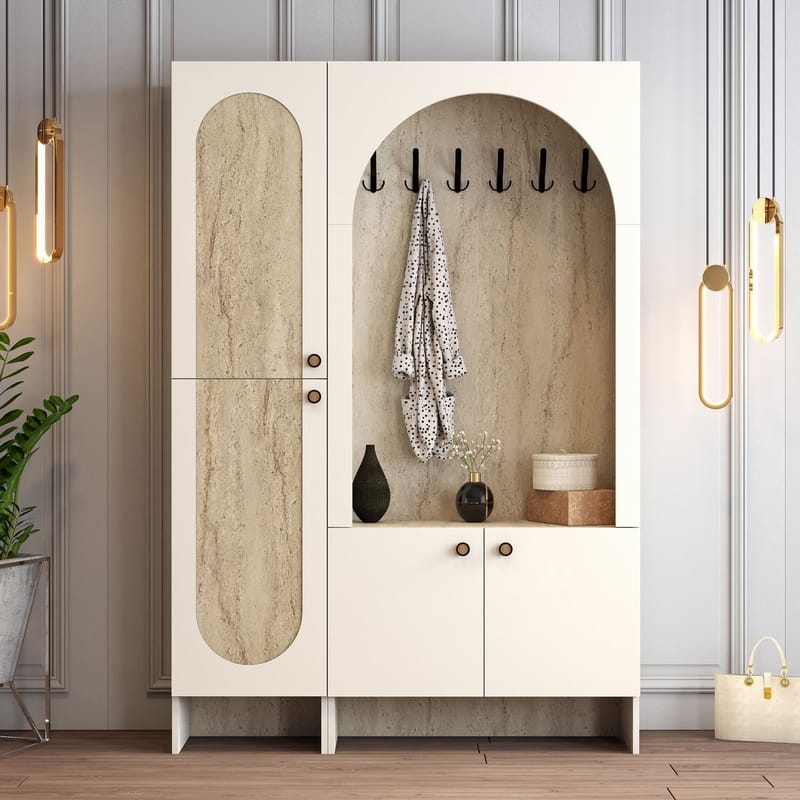 Ayleid entrémøbel 200 cm - Creme / Travertin - Møbler - Entrémøbler - Møbelsæt til hall og entre