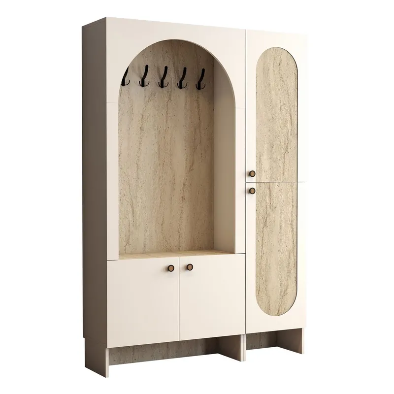 Ayleid entrémøbel 200 cm, Creme / Travertin