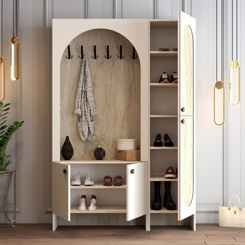 Ayleid entrémøbel 200 cm - Creme / Travertin - Møbler - Entrémøbler - Møbelsæt til hall og entre