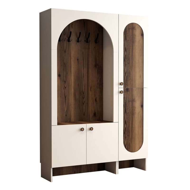 Ayleid entrémøbel 200 cm, Creme / Valnød