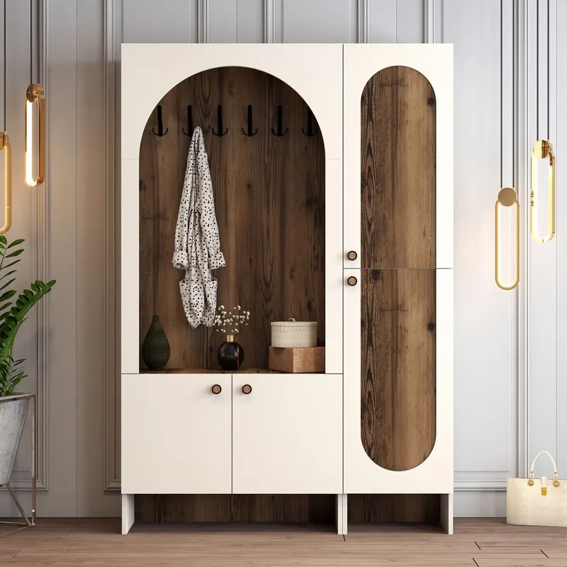 Ayleid entrémøbel 200 cm - Creme / Valnød - Møbler - Entrémøbler - Møbelsæt til hall og entre