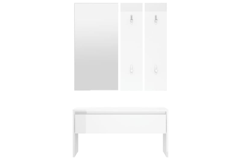 beBasic møbelsæt til entrÃ© konstrueret træ hvid højglans - Hvid - Møbelsæt til hall og entre - Entréopbevaring