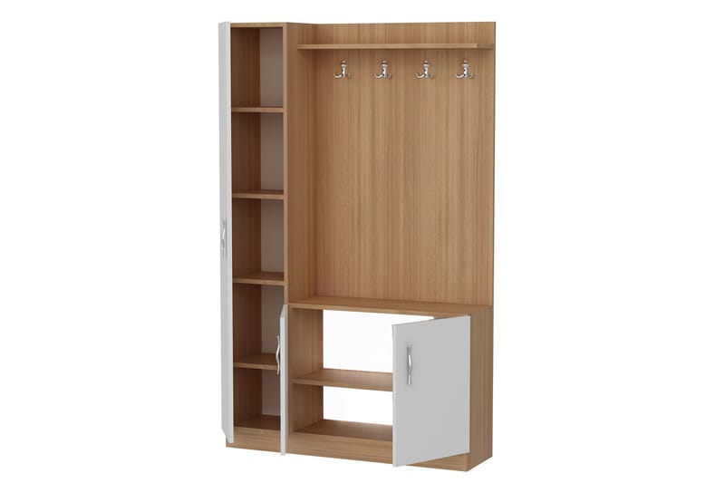 Decorotika entremøbel opbevaring - Vit / teak - Møbler - Entrémøbler - Møbelsæt til hall og entre
