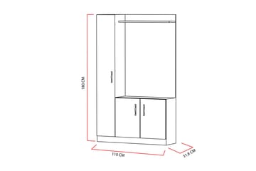 Decorotika entremøbel opbevaring - Vit / teak - Møbler - Entrémøbler - Møbelsæt til hall og entre