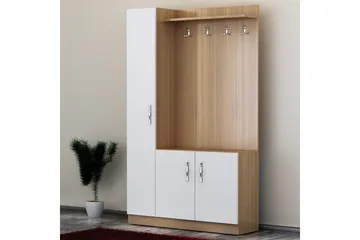 Decorotika entremøbel opbevaring - Vit / teak - Møbler - Entrémøbler - Møbelsæt til hall og entre