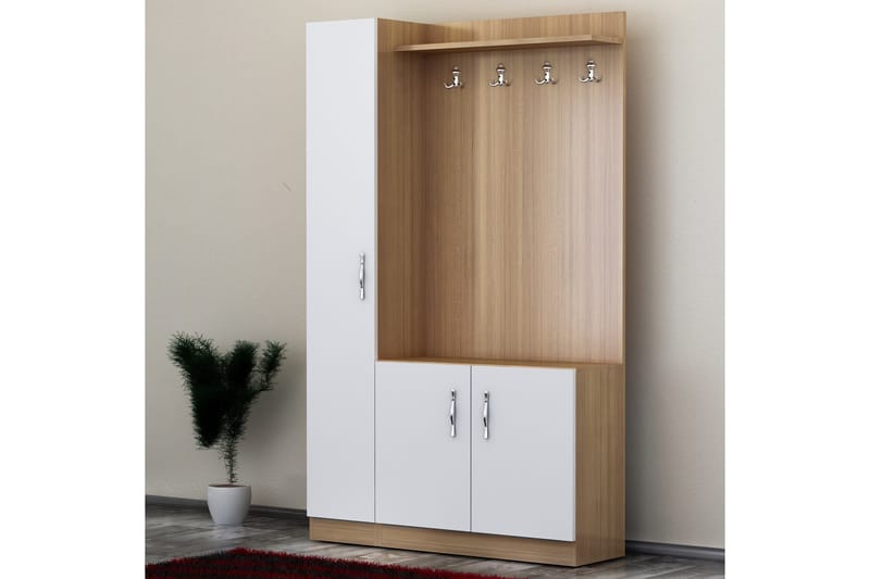 Decorotika entremøbel opbevaring - Vit / teak - Møbler - Entrémøbler - Møbelsæt til hall og entre