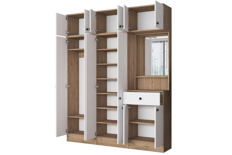 Donel Hallfurniture sæt - Hvid/Lysfarvet træ - Møbler - Entrémøbler - Møbelsæt til hall og entre